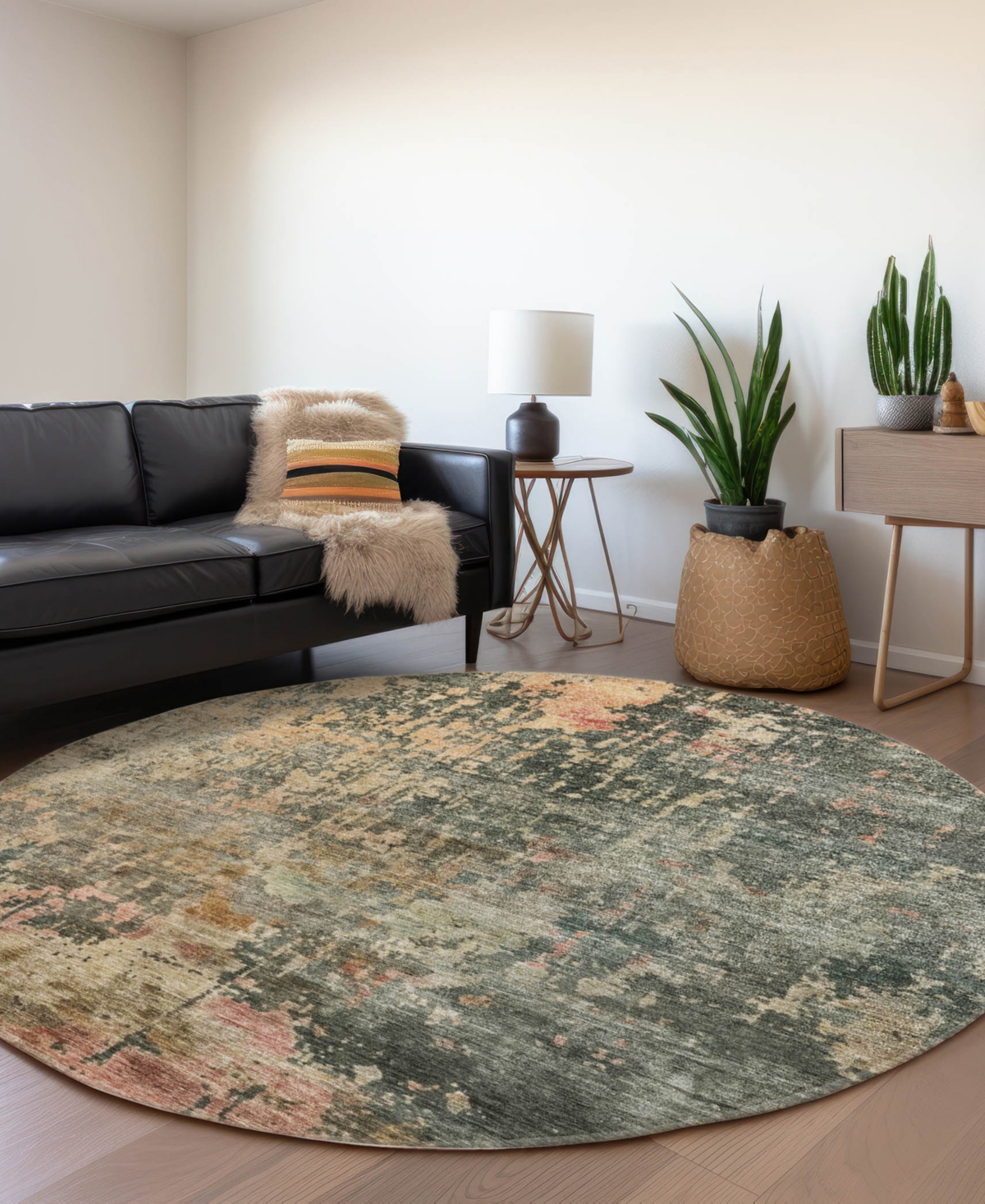 Addison Chantille Machine Washable Acn1214 8'x8' Round Area Rug In Sage
