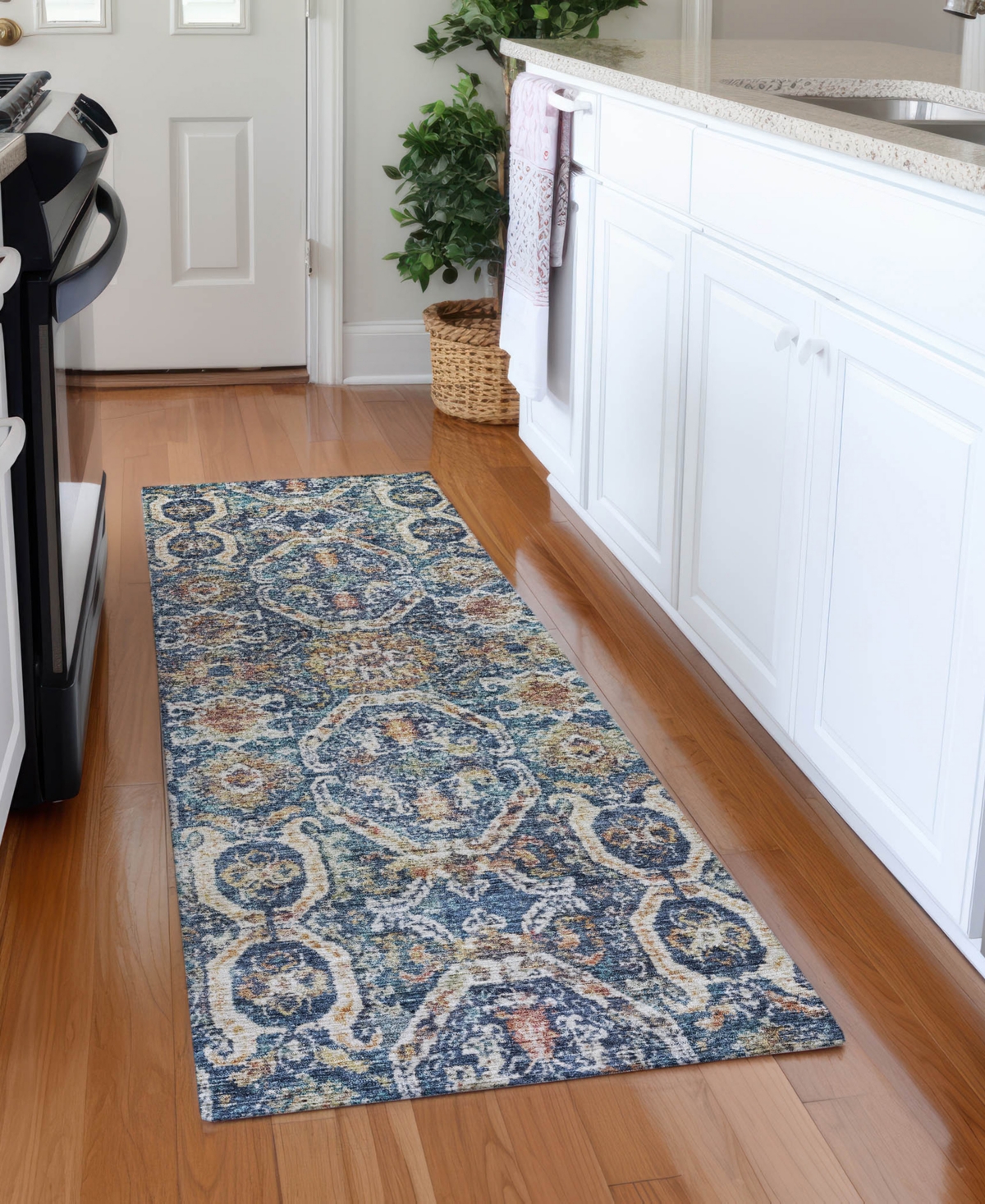 Addison Chantille Machine Washable Acn1181 2'3"x7'6" Runner Area Rug In Denim