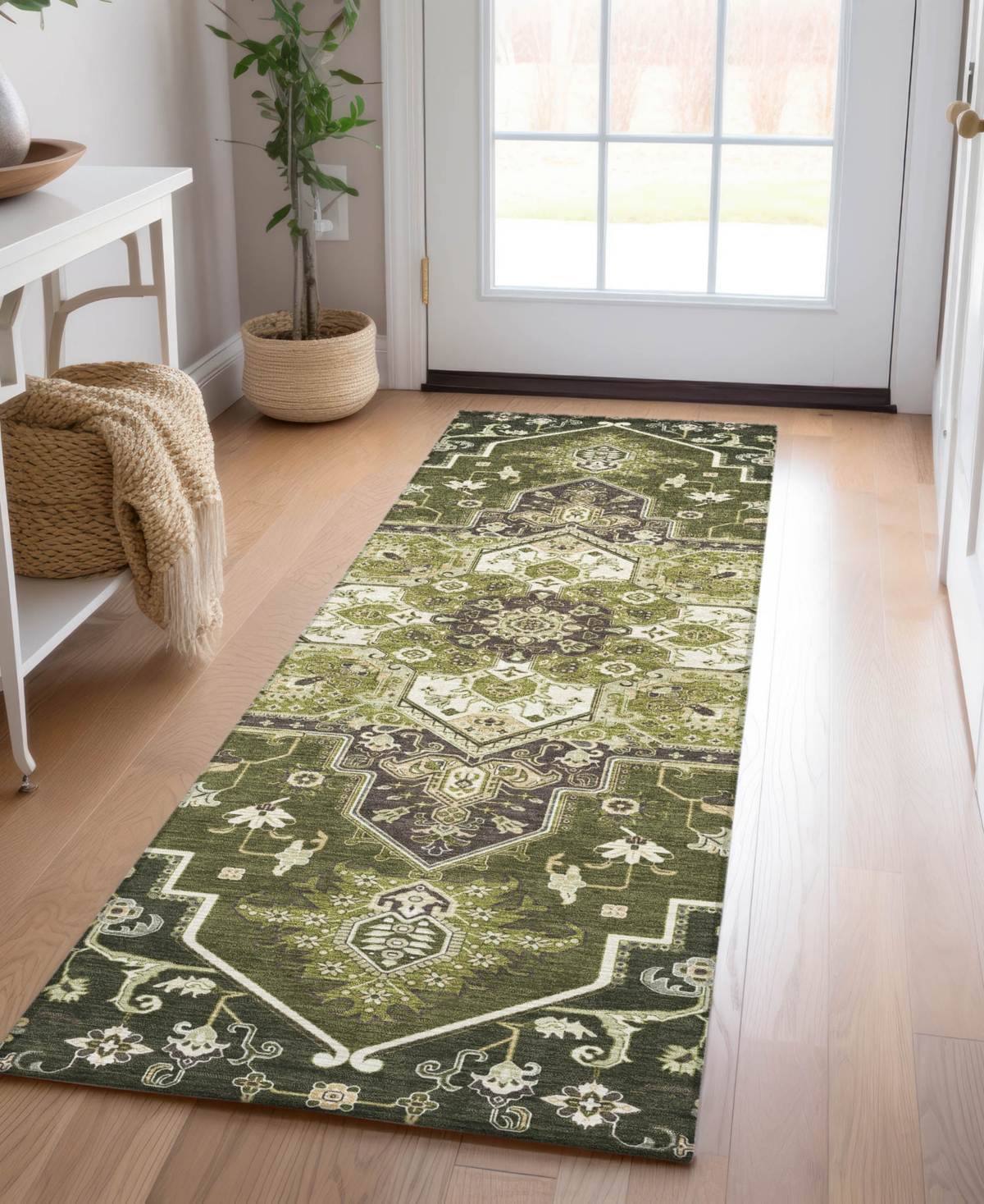 Addison Chantille Mahine Washable Acn1036 2'3"x7'6" Runner Area Rug In Olive
