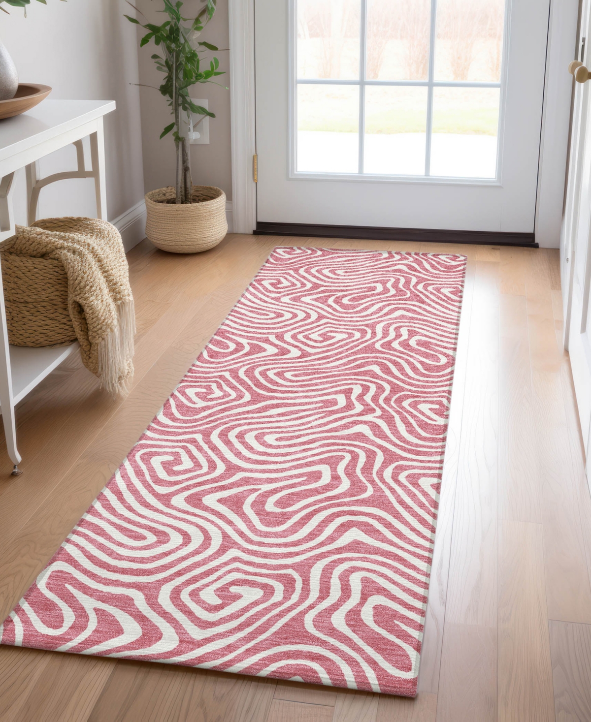 Addison Chantille Mahine Washable Acn1030 2'3"x7'6" Runner Area Rug In Rose