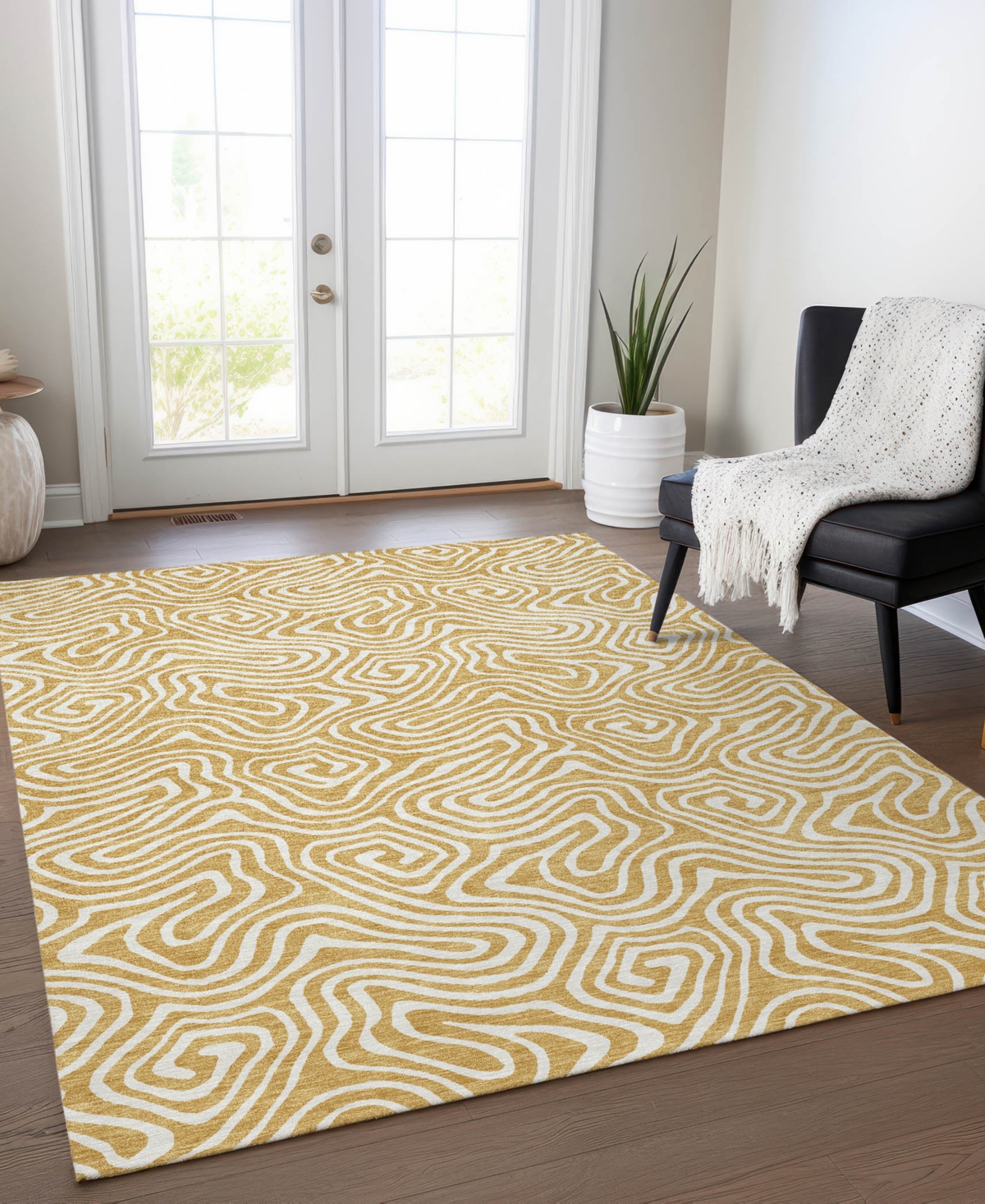 Addison Chantille Mahine Washable Acn1030 3'x5' Area Rug In Gold