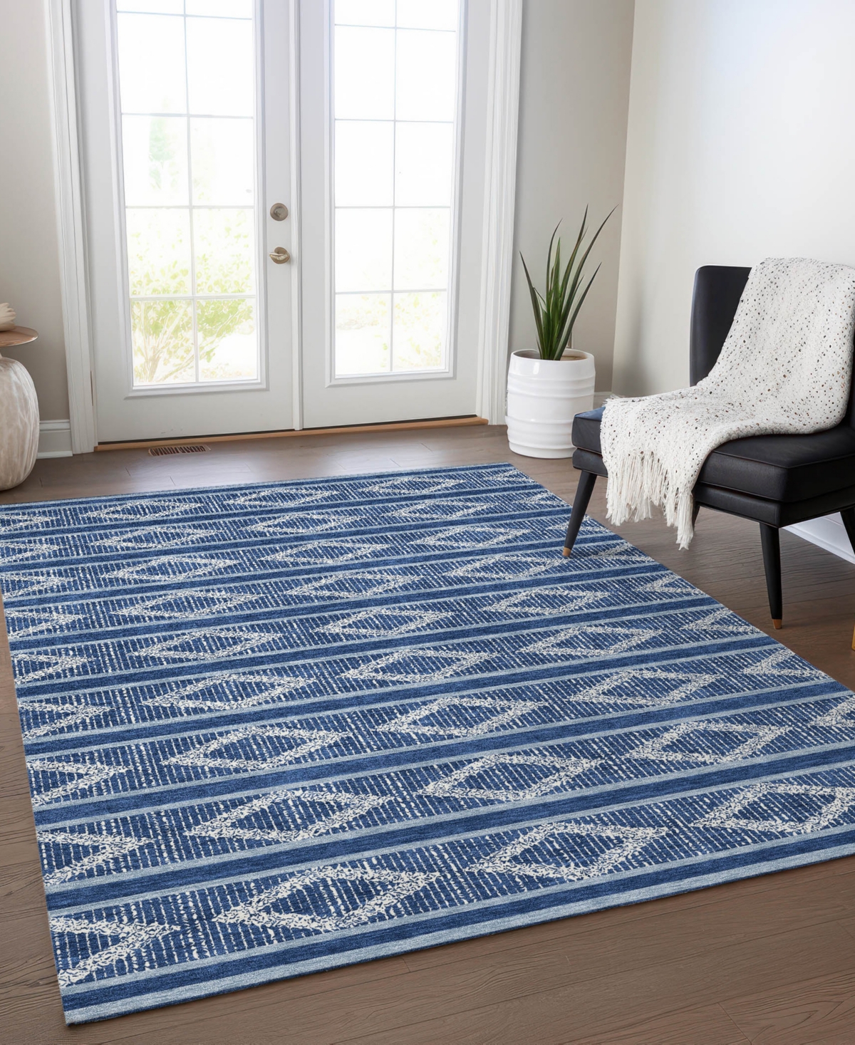 Addison Chantille Mahine Washable Acn1029 8'x10' Area Rug In Navy