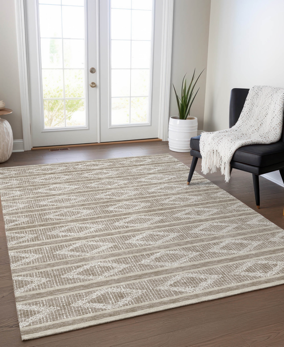 Addison Chantille Mahine Washable Acn1029 9'x12' Area Rug In Taupe