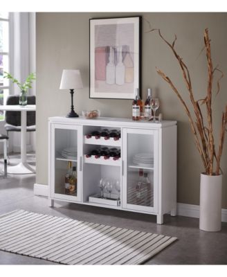 Neiman Buffet Sideboard Wood Wine Rack Cabinet Table with 2 Wine Shelf to Hold 8 Bottles