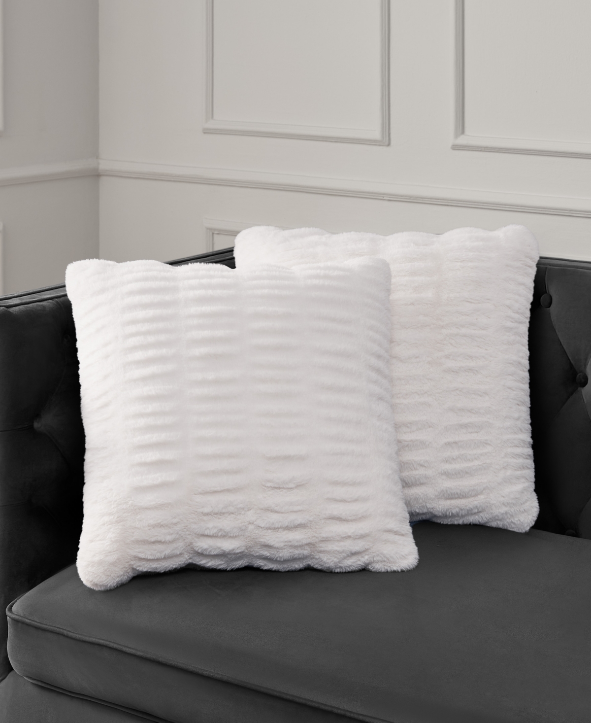 Juicy Couture Pleated Faux Fur Decorative Pillow,