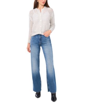 Women's Long-Sleeve Pointelle Cardigan