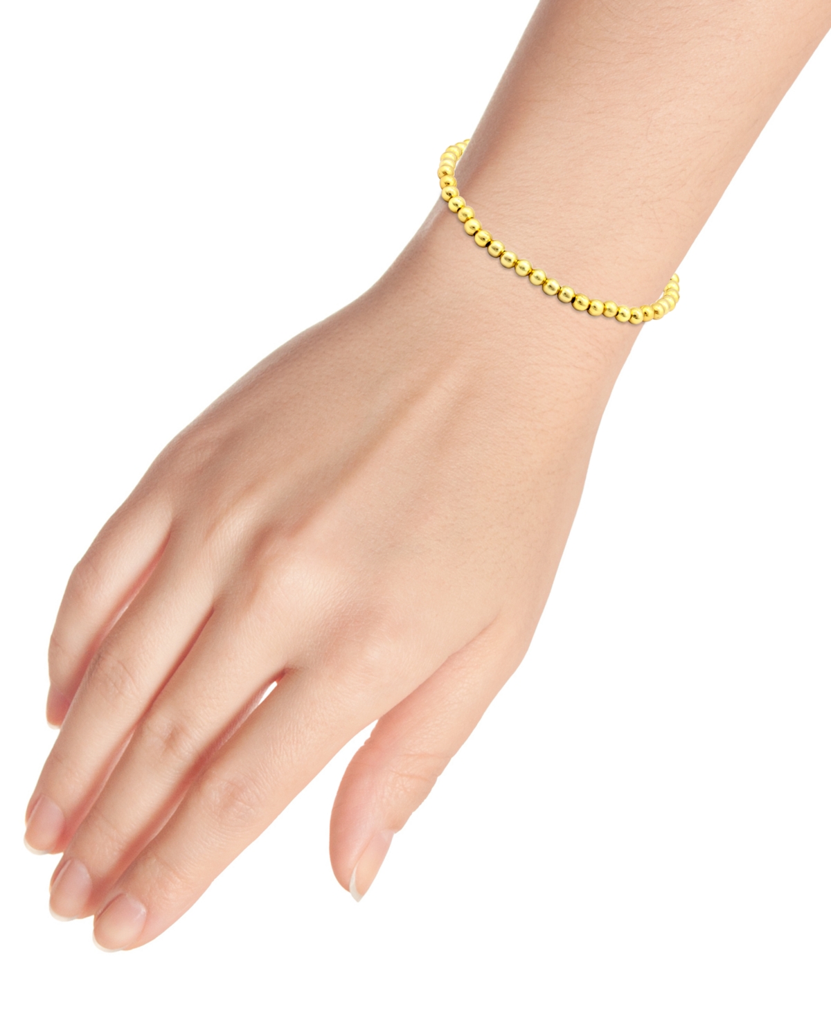 Giani Bernini Polished Beaded Stretch Bracelet (4mm) In 18k Gold Over Sterling Silver, Exclusively At Macy's In Gold Over Silver