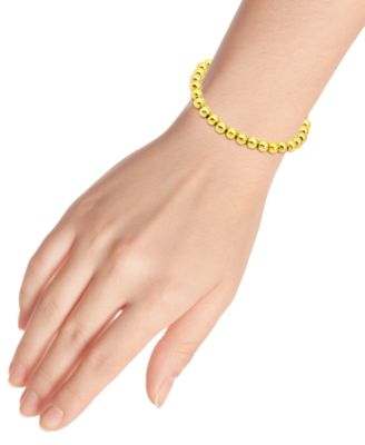 Polished Beaded Stretch Bracelet (6mm) in 18k Gold over Sterling Silver, Exclusively at Macy's