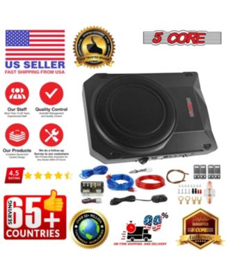 10 inch Slim Under Seat Car Audio Subwoofer 800W Active Powered Under-Seat Built in Amplifier Truck Sub Woofer in Enclosure Box + Wiring Kit & Remote Control BTUBE UNDR ST 150