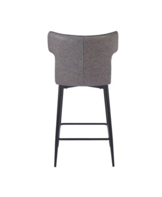 28inch Counter Height Bar Stools Set of 2, Modern Bar Upholstered Chairs with PU Leather, Metal Footrest and Frame for Kitchen Island, Bar Table, Dining Room, Gray