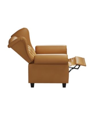 Modern Tufted Push Back Armchair Technical Leather Chair, Adjustable Single Sofa Chair with Sturdy Wood Legs for Bedroom, Living Room, Small Space(Color:ORANGE)