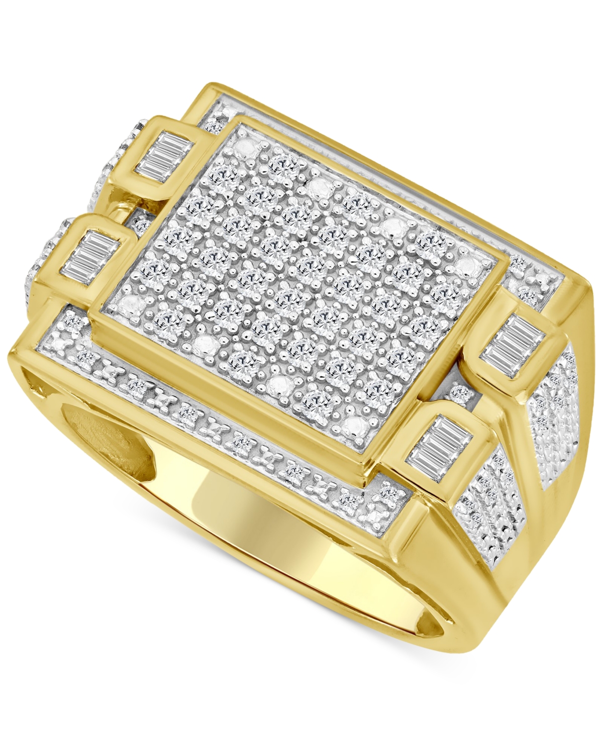 Macy's Men's Diamond Statement Ring (1/2 Ct. T.w.) In 10k Yellow Gold