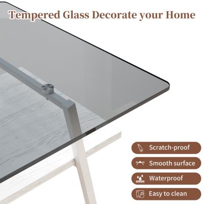 Modern Gray Glass Living Room Table Set