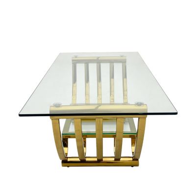 Streamdale Modern Stainless Steel Coffee Table with Storage