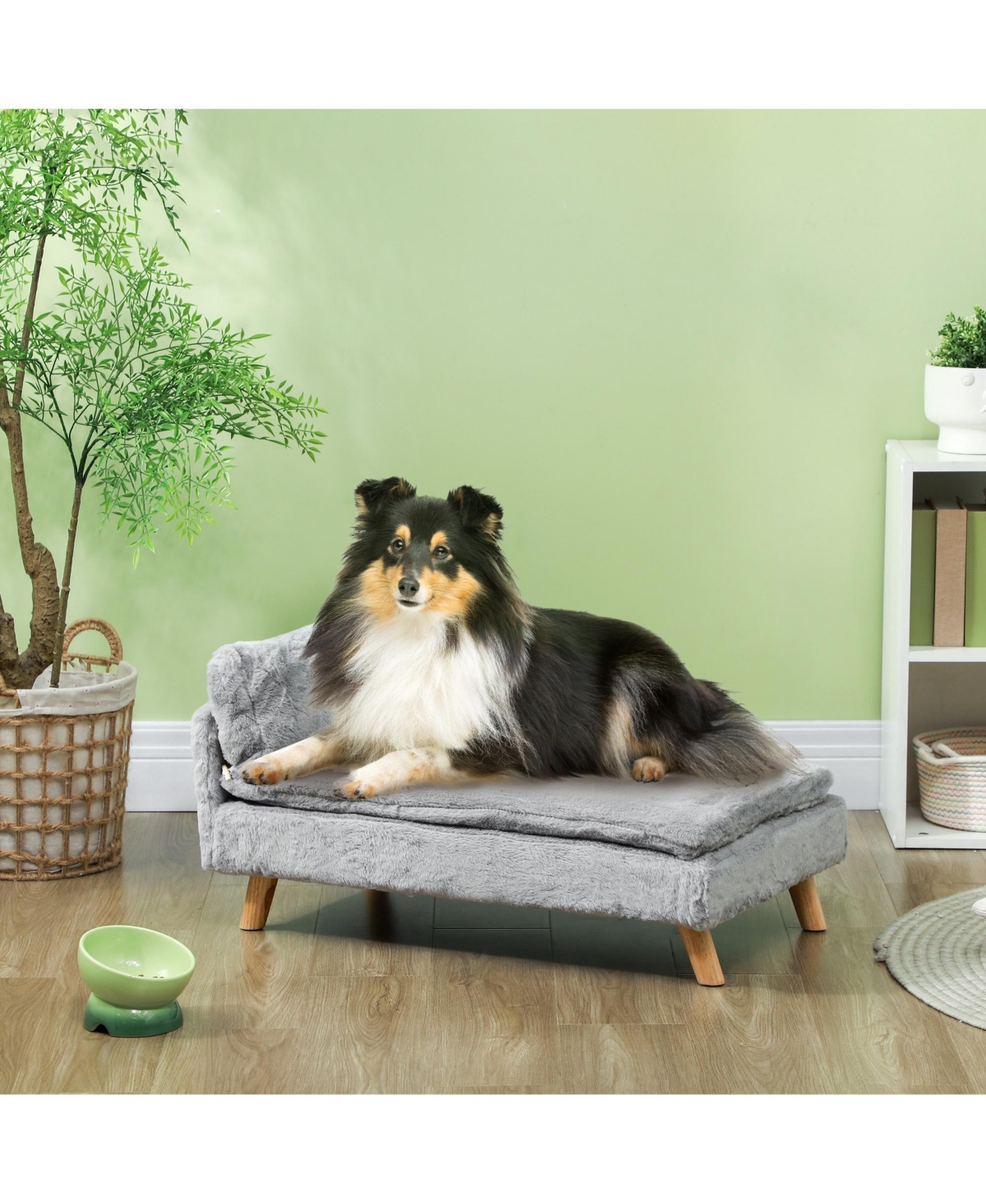 PawHut Dog & Cat Couch with Foam Cushion, Soft Pillow for M Dogs, Light