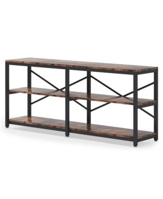 70.9" MDF Industrial 3-Tier Console Table – Extra Long Entryway/Sofa Table with Storage Shelves