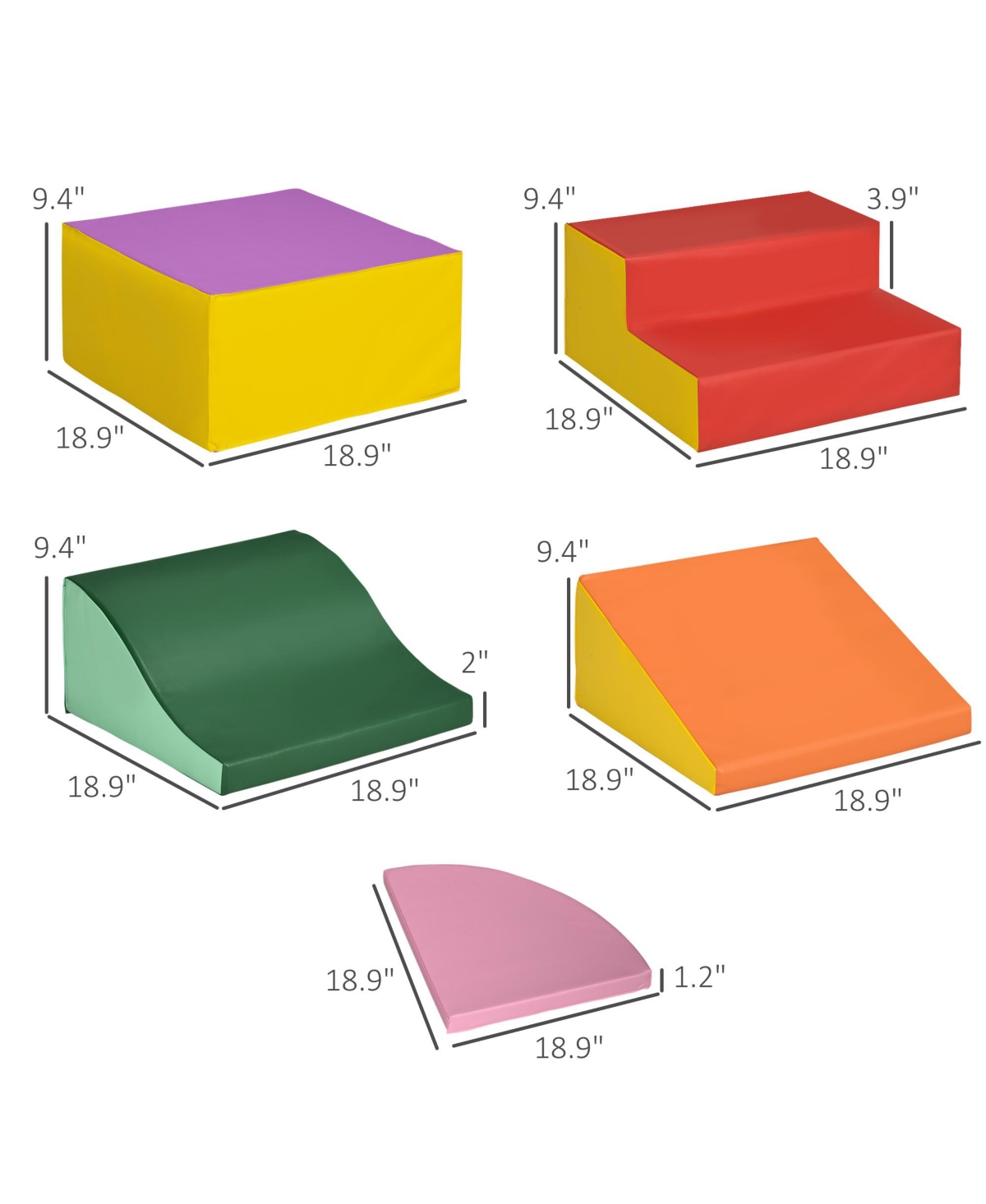 Qaba 6-Pieces Foam Climbing Blocks for Toddlers 1-3 Years, Assorted - Assorted Pre-pack (See Table 9