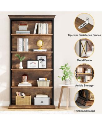 71 Inches 6-Tier Industrial Bookshelves and Bookcases, Floor Standing 5 Shelf Display Storage Shelves Tall Bookcase