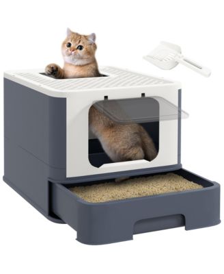 Cat Litter Box with Lid & Scoop for Large Cats Up to 13 lbs.,