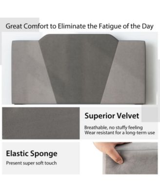 Queen Velvet Upholstered Bed Frame with High Headboard