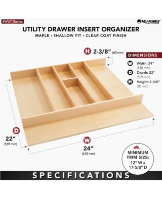 Trim-to-Fit Shallow Drawer Organizer, 23.98 x 21.97 In, 4WUT-3SH