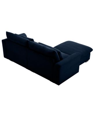 Sectional Sofa Comfy Corduroy Couch for Living Room with Pillows and Round Armrests, Modern Corduroy Sofa Sleeper Deep Couches with Storage Ottoman (Blue, 2-Seat)