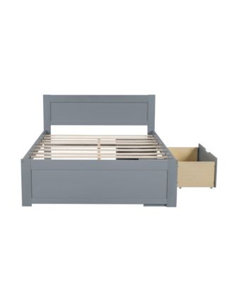 Streamdale Full Size Platform Bed With Drawer And Two Shelves, Gray