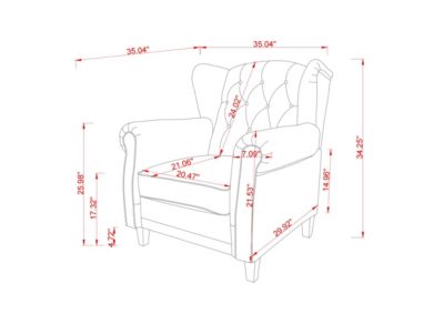 Modern Tufted Push Back Armchair Technical Leather Chair, Adjustable Single Sofa Chair with Sturdy Wood Legs for Bedroom, Living Room, Small Space(Color:GREY)