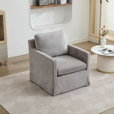 Streamdale Gray Chenille Swivel Accent Chair with Cushions