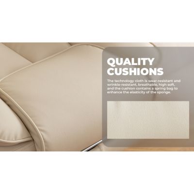 Streamdale Executive Office Chair, Leather, Reclining, Footrest (Beige)