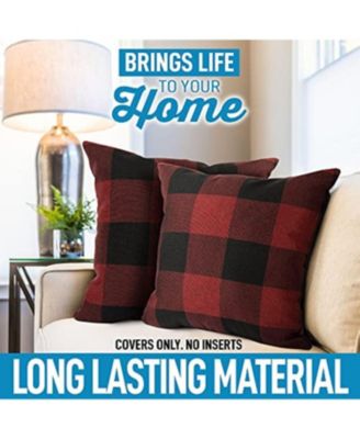 Buffalo Plaid Polyester Durable Anti-Fade 2 Piece Throw Pillow Covers, 18x18 Inches