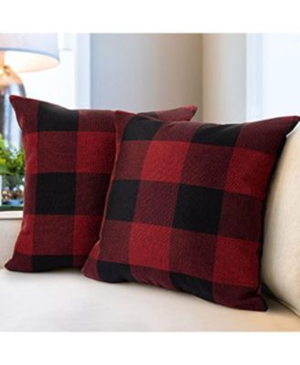 Buffalo Plaid Polyester Durable Anti-Fade 2 Piece Throw Pillow Covers, 18x18 Inches