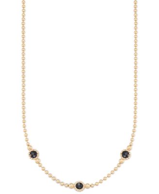 Amethyst Three Stone Bezel 18" Collar Necklace (3 ct. t.w.) in 14k Gold-Plated Sterling Silver (Also available in Onyx)