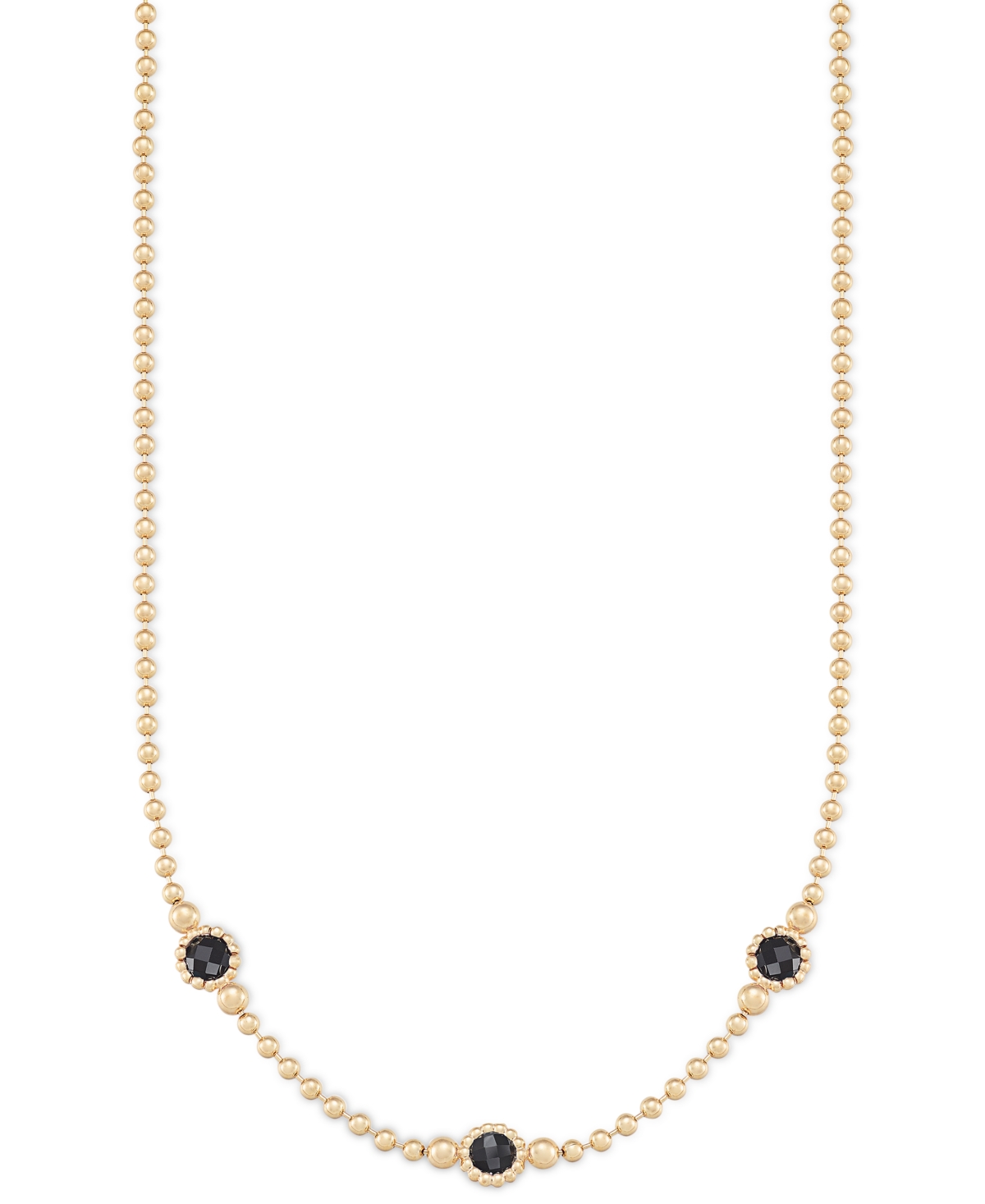Macy's Amethyst Three Stone Bezel 18" Collar Necklace (3 Ct. T.w.) In 14k Gold-plated Sterling Silver (also In Onyx
