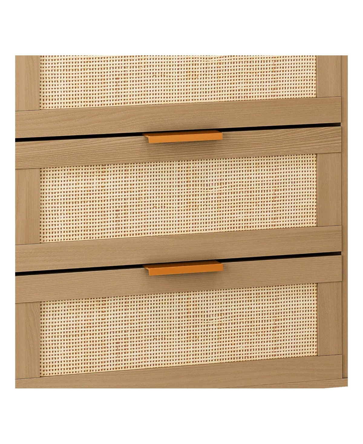 gaomon 6 Drawer Dresser With Natural Rattan Drawers, Tall Rattan Cabinet With Solid Wood Legs, Mid-Century Modern Organizer Dresser, Entrance Hallway