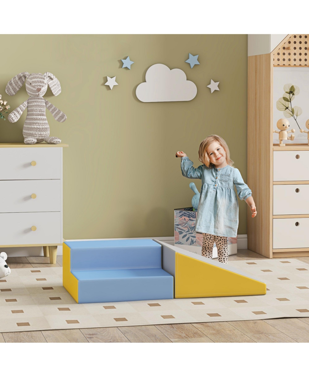 Soozier 2 Piece Plush Soft Kids Playset to Climb & Crawl,- Contemporary