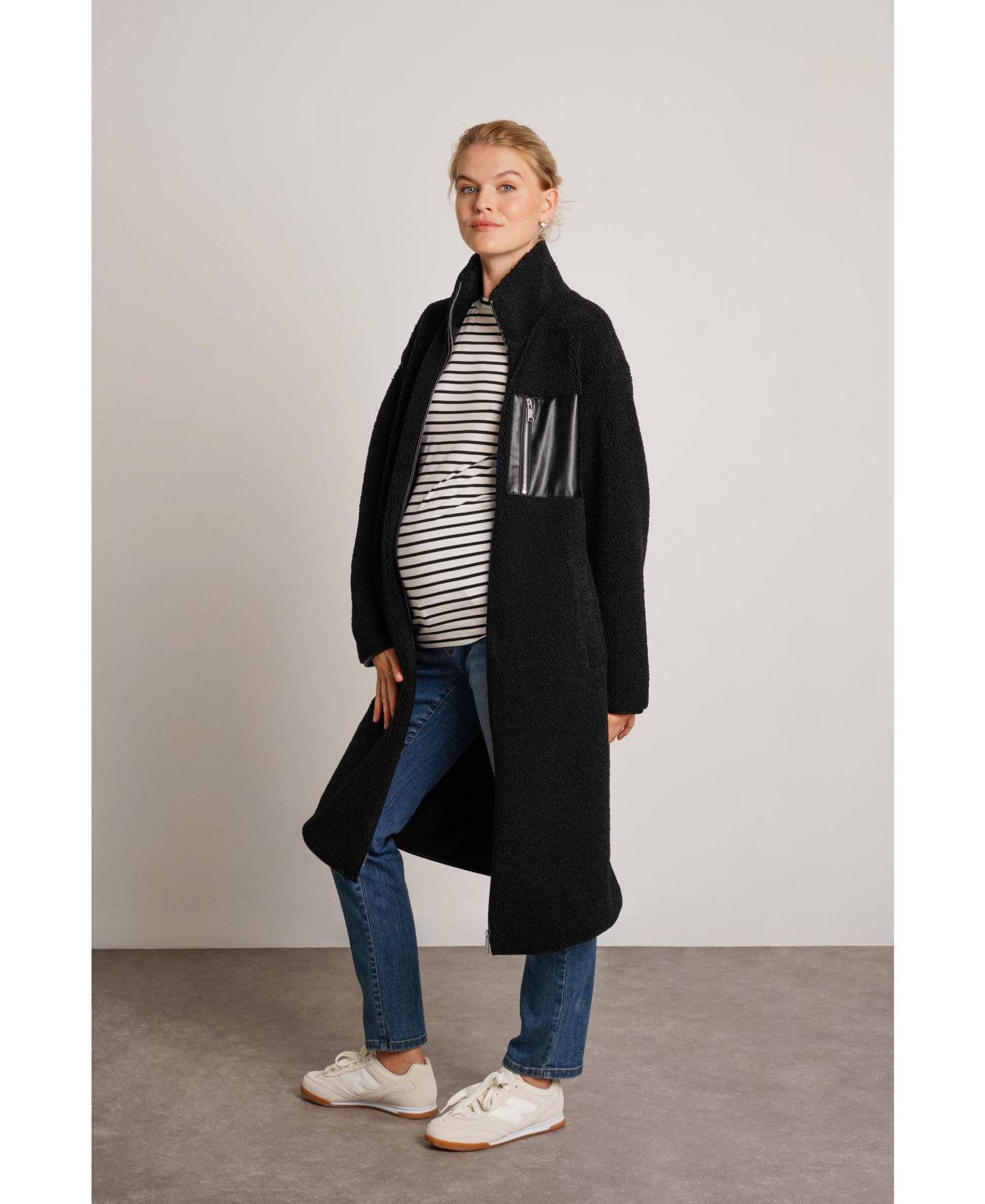 Женское пальто NOM Maternity Teddi Baby Wearing Long, цвет: Чёрный — фото 3