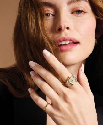 Women's Watch Ring Three-Hand Gold-Tone Stainless Steel Watch, 15mm