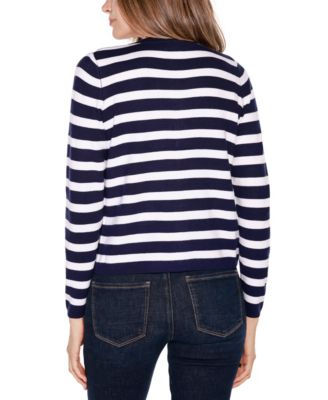 Women's Black Label Nautical Stripe Open-Front Cardigan Sweater
