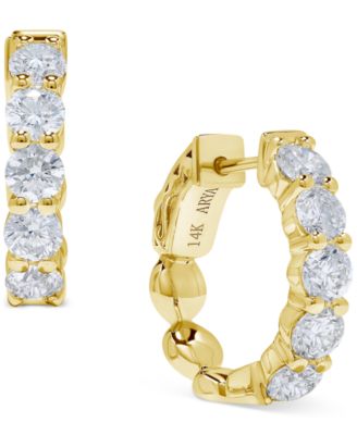 Macy's - Diamond Scalloped Hoop Earrings (2 ct. t.w.) in 14k White or Yellow Gold Yellow Gold