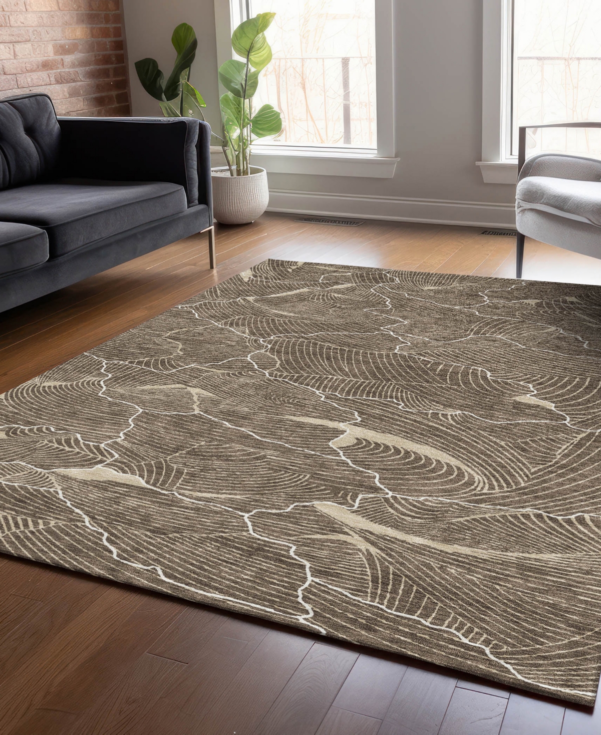 Addison Chantille Mahine Washable Acn1048 8'x10' Area Rug In Brown
