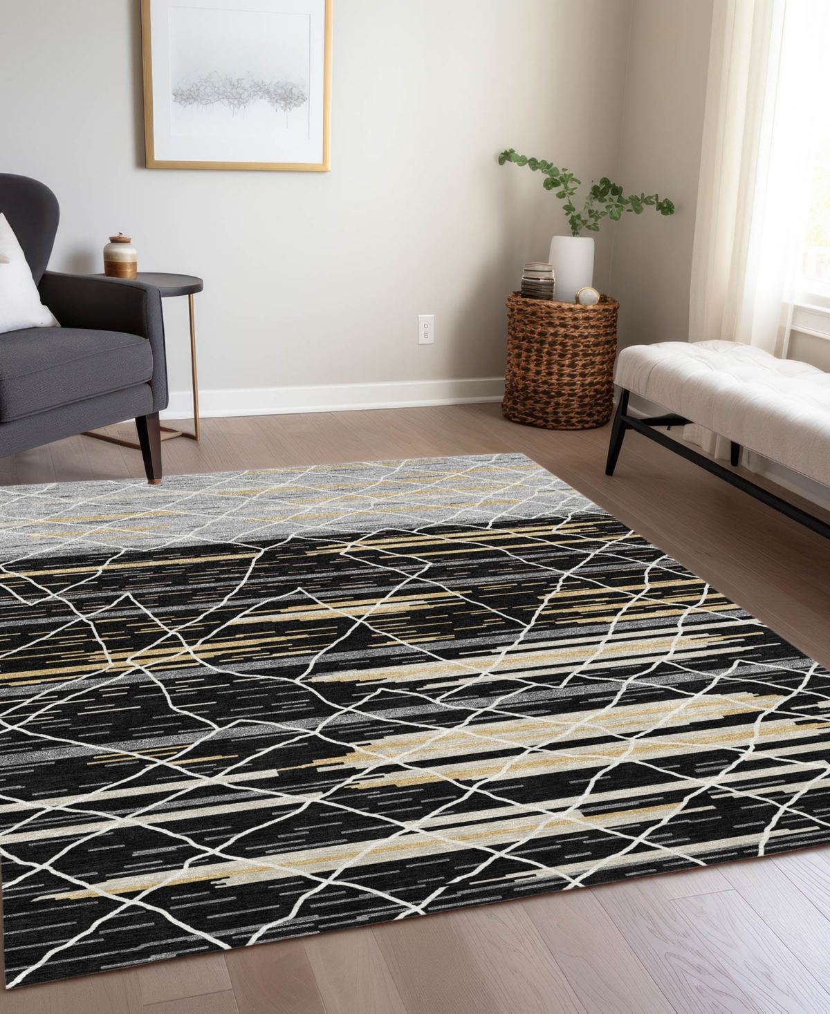 Addison Chantille Machine Washable Acn1025 9'x12' Area Rug In Black