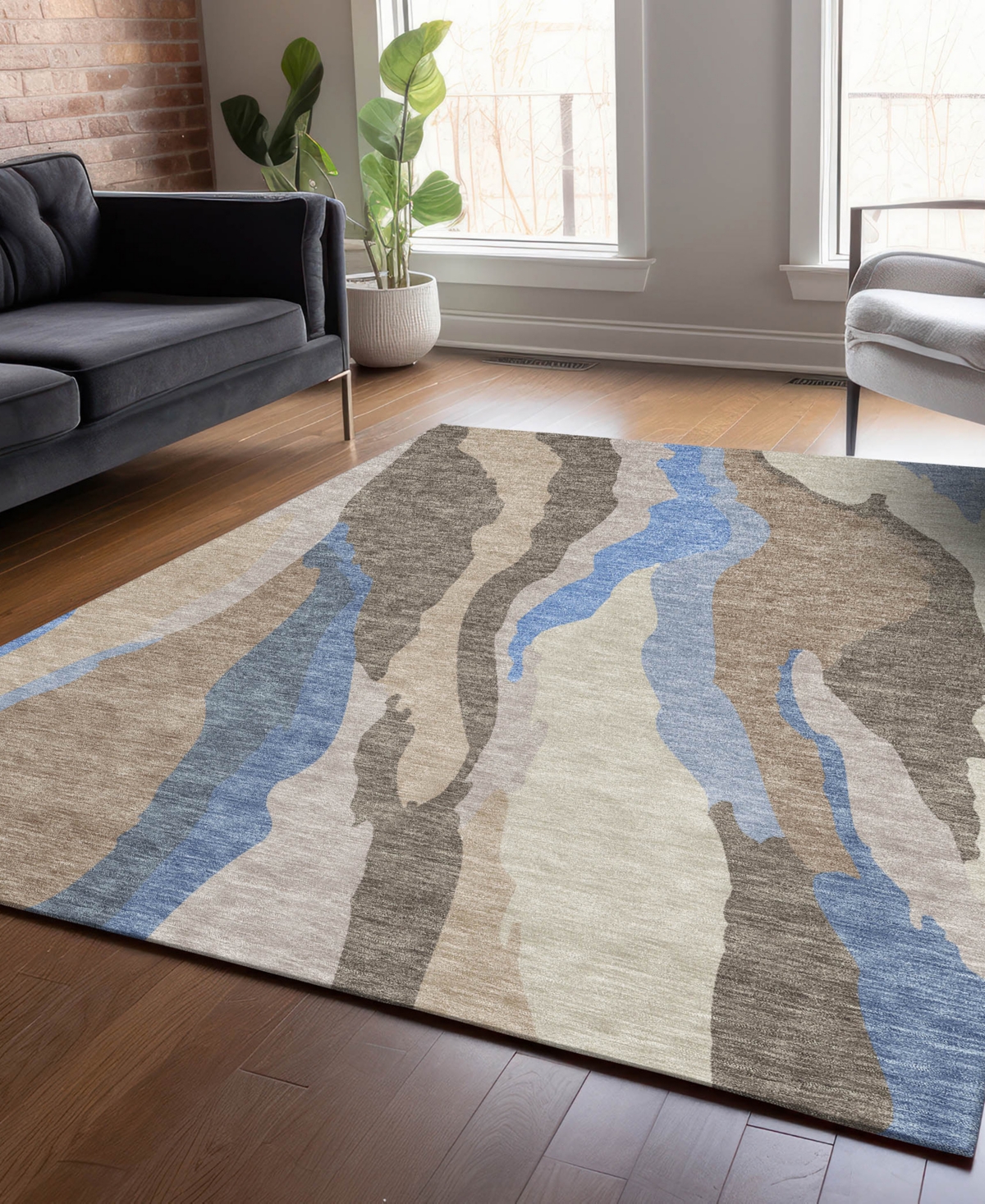 Addison Chantille Mahine Washable Acn1047 5'x7'6" Area Rug In Taupe