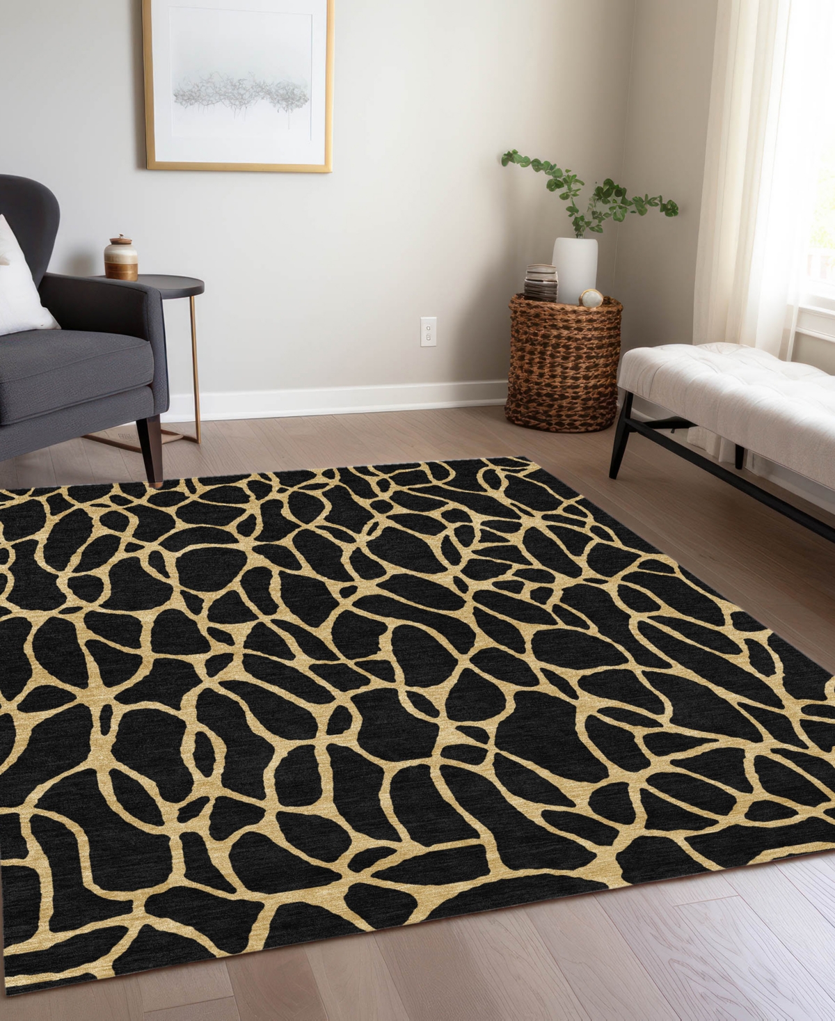 Addison Chantille Machine Washable Acn1023 5'x7'6 Area Rug In Black