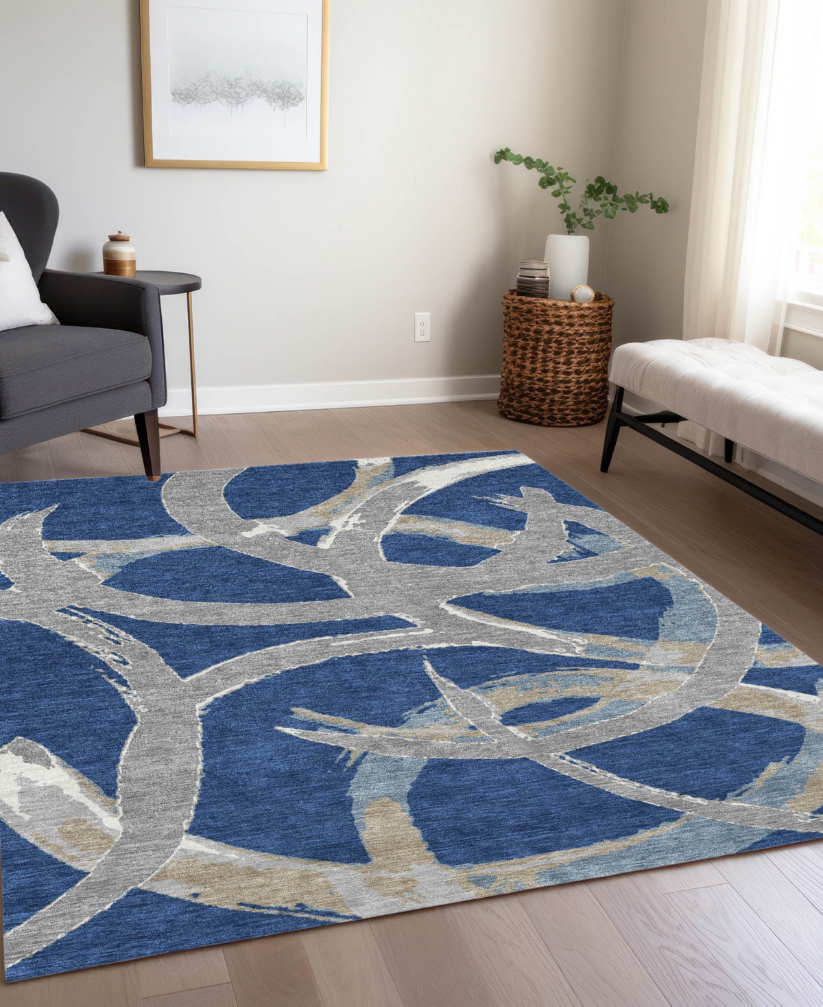 Addison Chantille Machine Washable Acn1022 5'x7'6 Area Rug In Navy