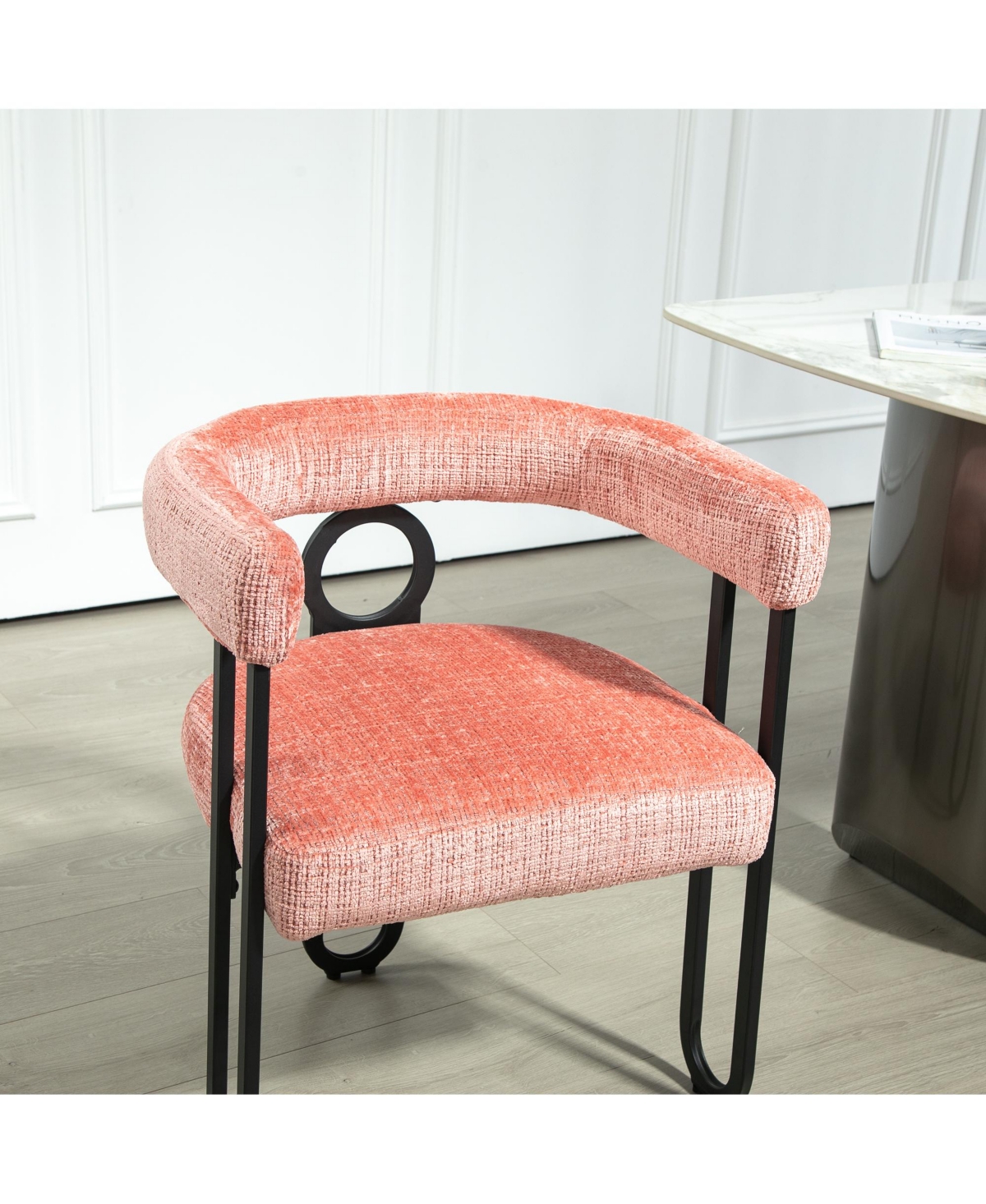 Streamdale Furniture Contemporary Designed Chenille Fabric Upholstered Accent/Dining Chair/Barrel Side Chairs Kitchen Armchair for Living Room set of