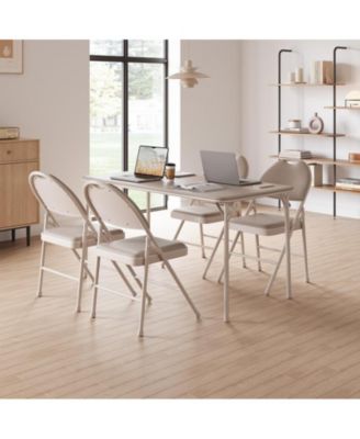 Folding Chairs 4 Pack Metal Portable Metal Chairs with Cushions