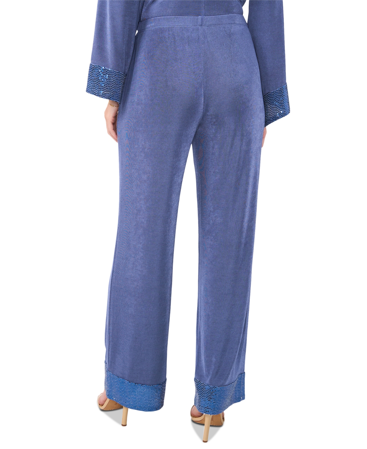 Msk Petite Jersey-Knit Contrast-Hem Pants