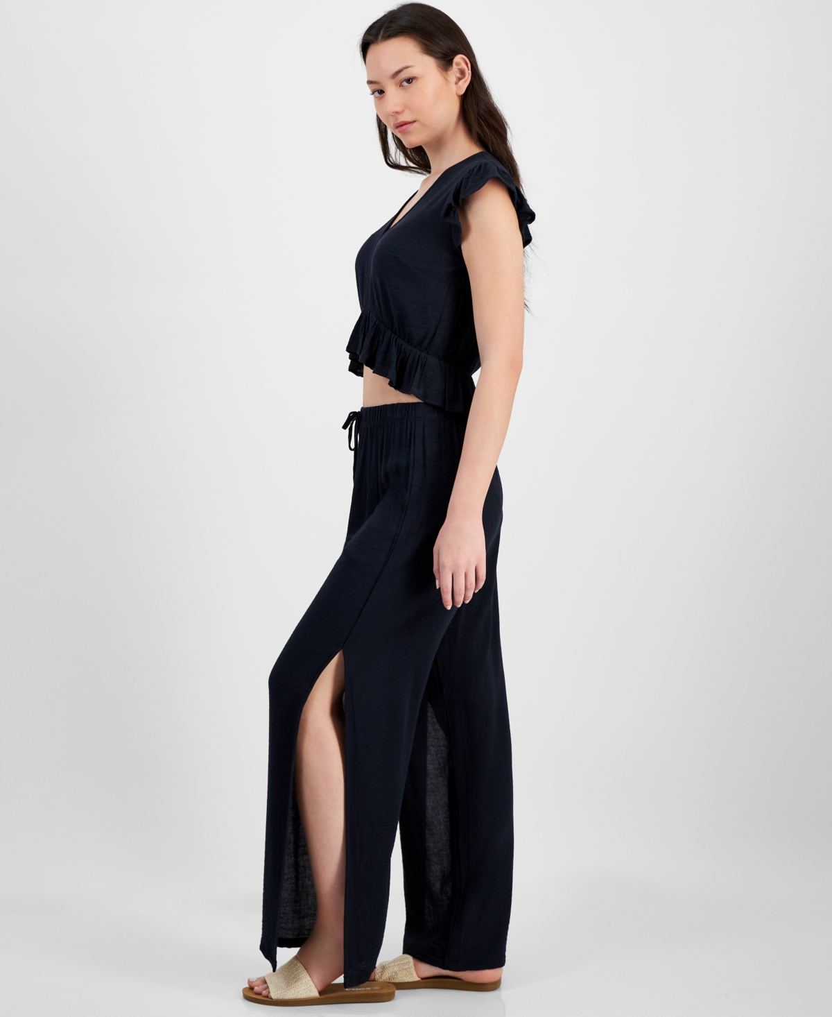 Miken Juniors' Side-slit Cover-up Pants, Exclusively At Macy's In Black