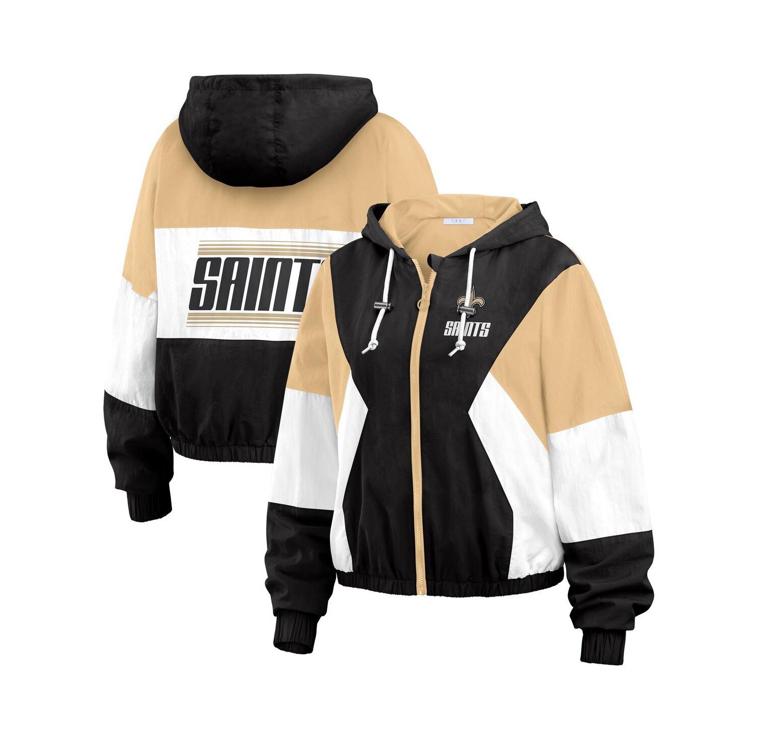 Women's Black New Orleans Saints Color Block Full-zip Windbreaker Jacket
